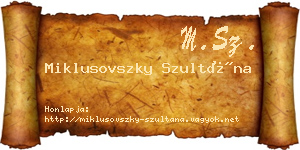 Miklusovszky Szultána névjegykártya